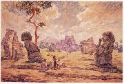 unknow artist Oil painting. Temple ruins in Candi Sewu oil painting picture wholesale